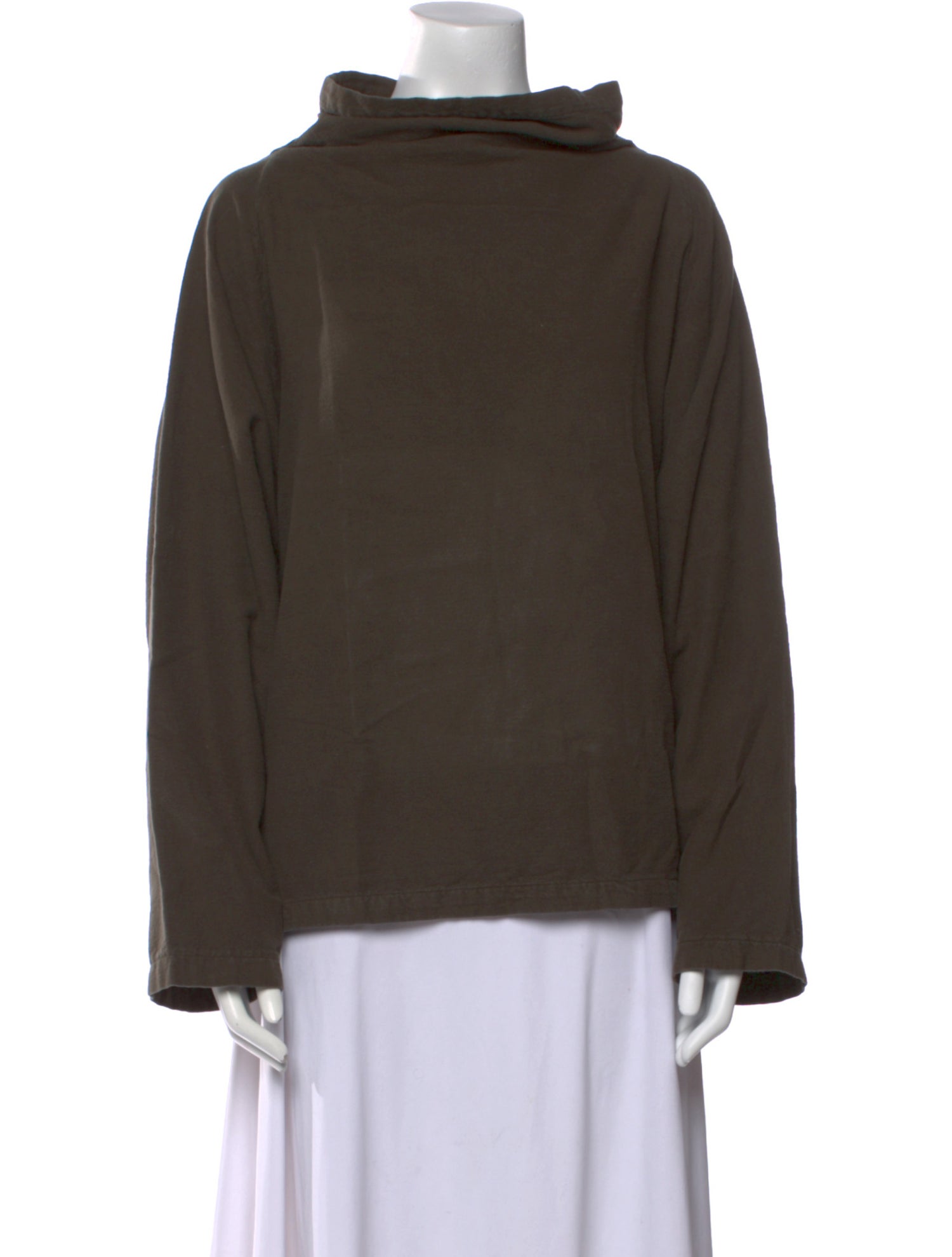 Black Crane Mock Neck Long Sleeve Sweatshirt