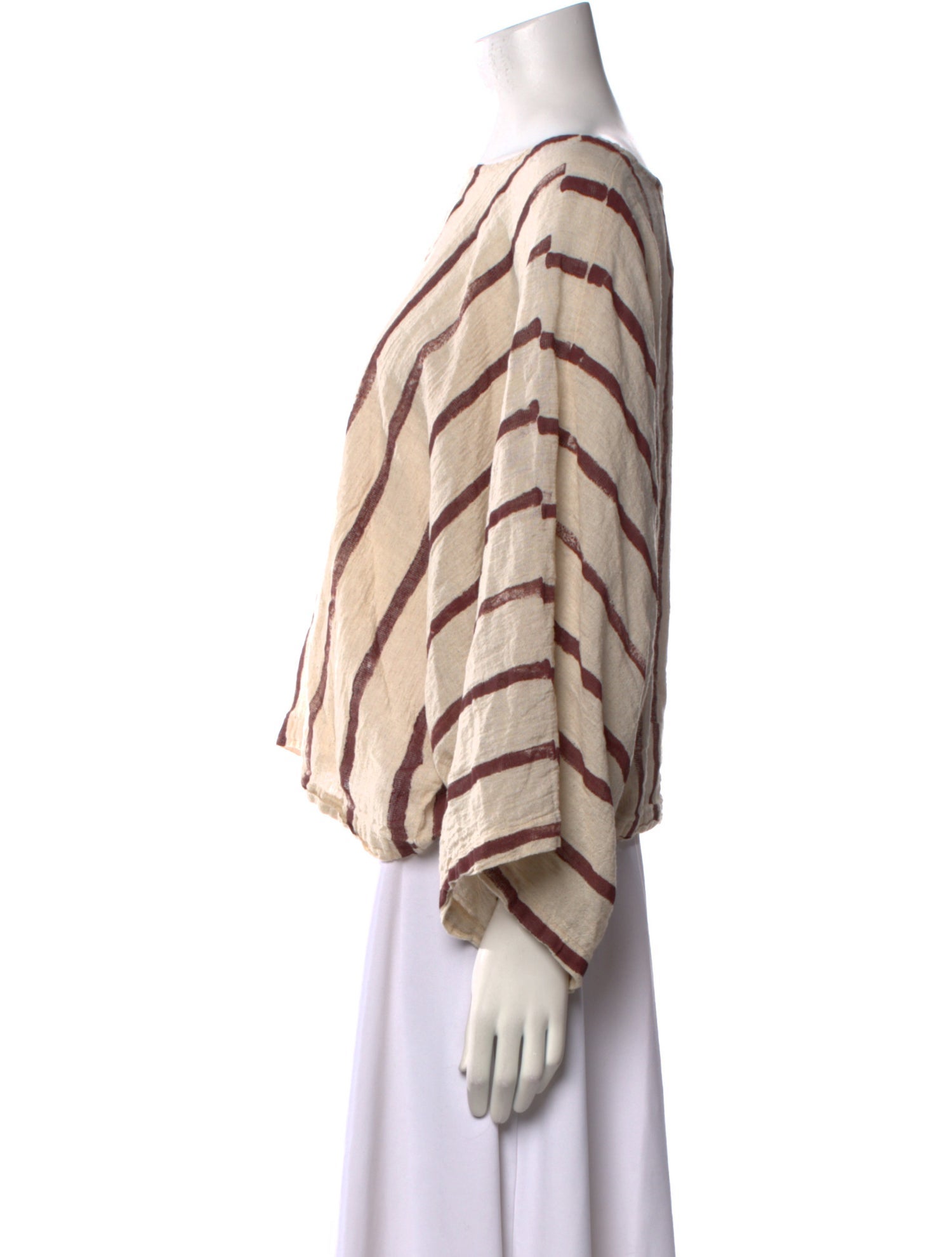 Black Crane Striped Bateau Neckline Crop Top