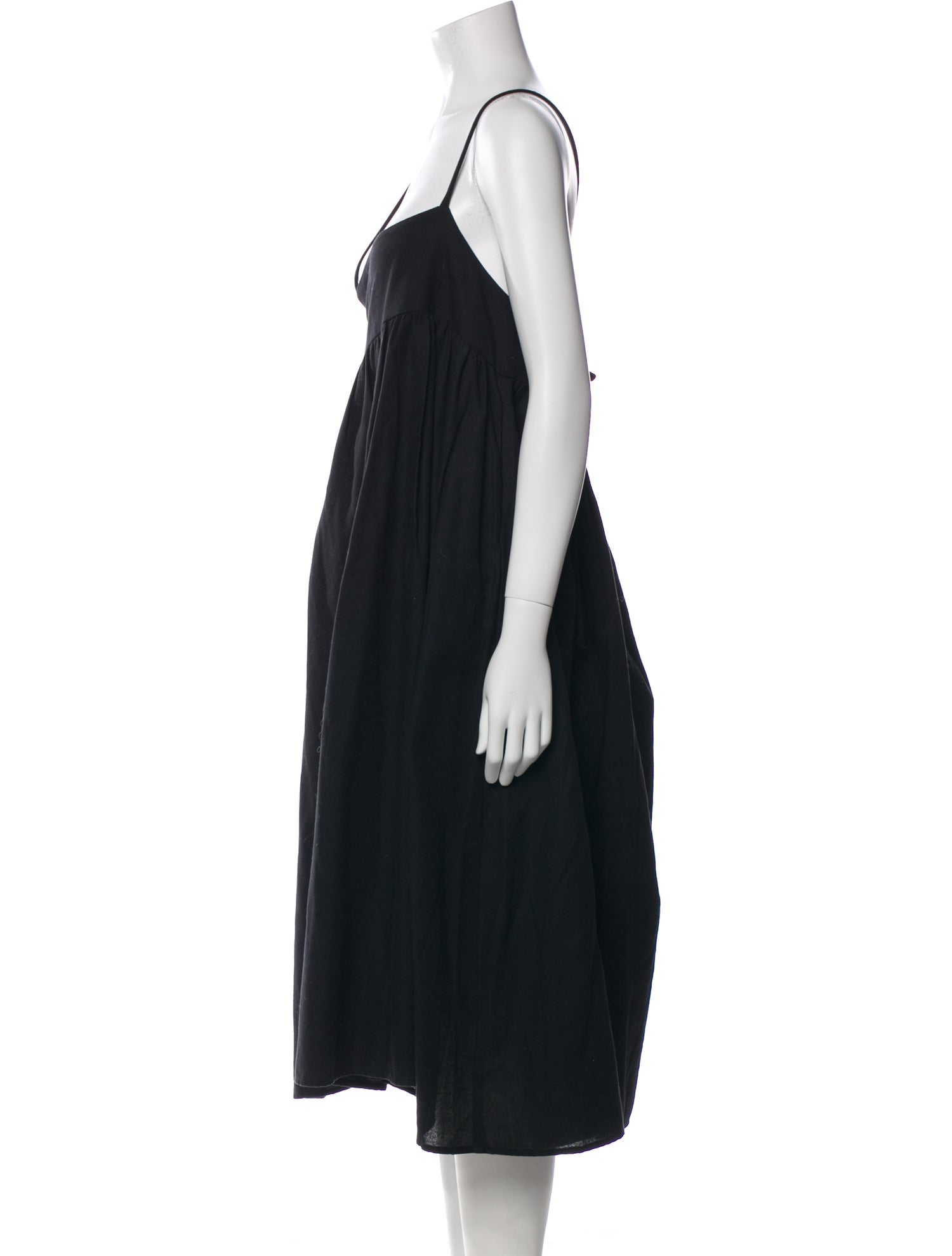 Black Crane Square Neckline Long Dress