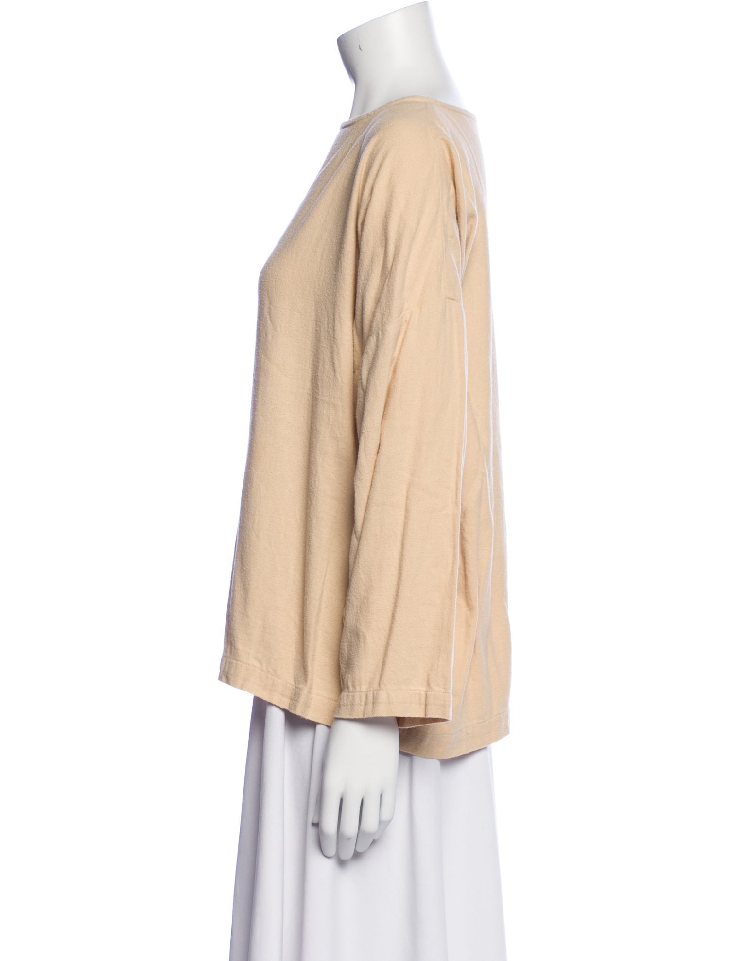 Black Crane Bateau Neckline Long Sleeve Blouse