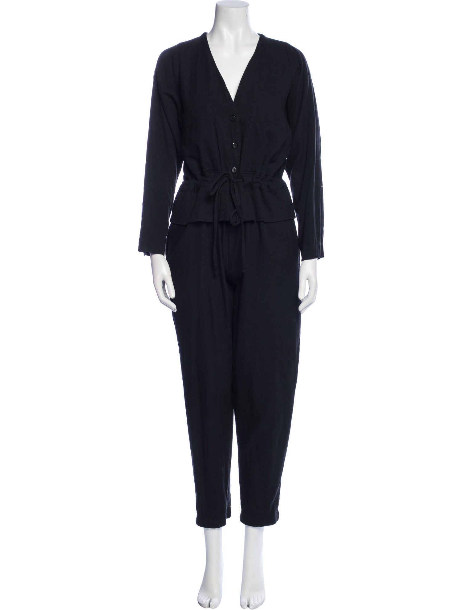 Black Crane V-Neck Jumpsuit