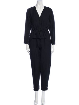 Black Crane V-Neck Jumpsuit