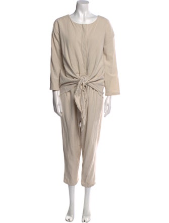 Black Crane Scoop Neck Jumpsuit