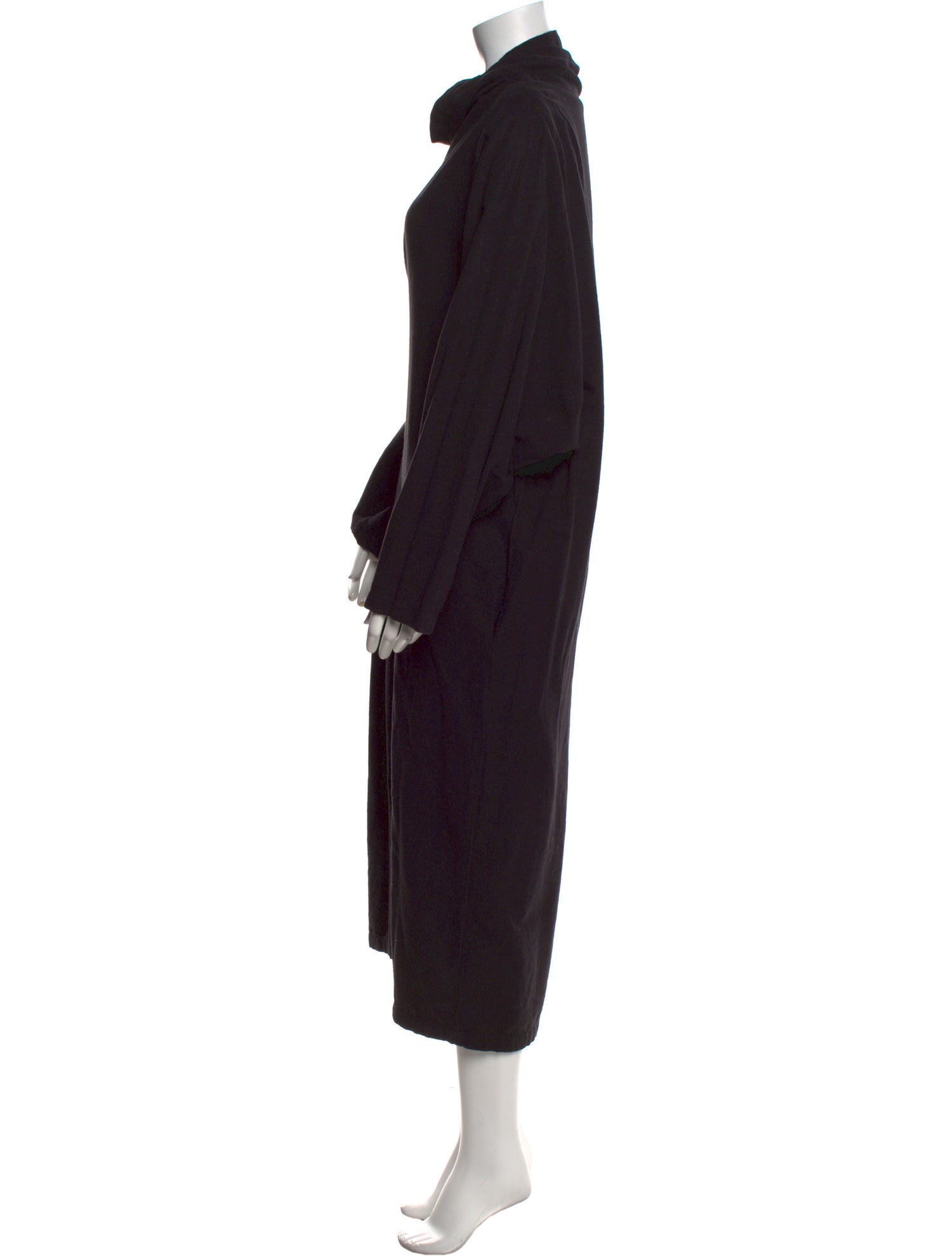 Black Crane Turtleneck Long Dress