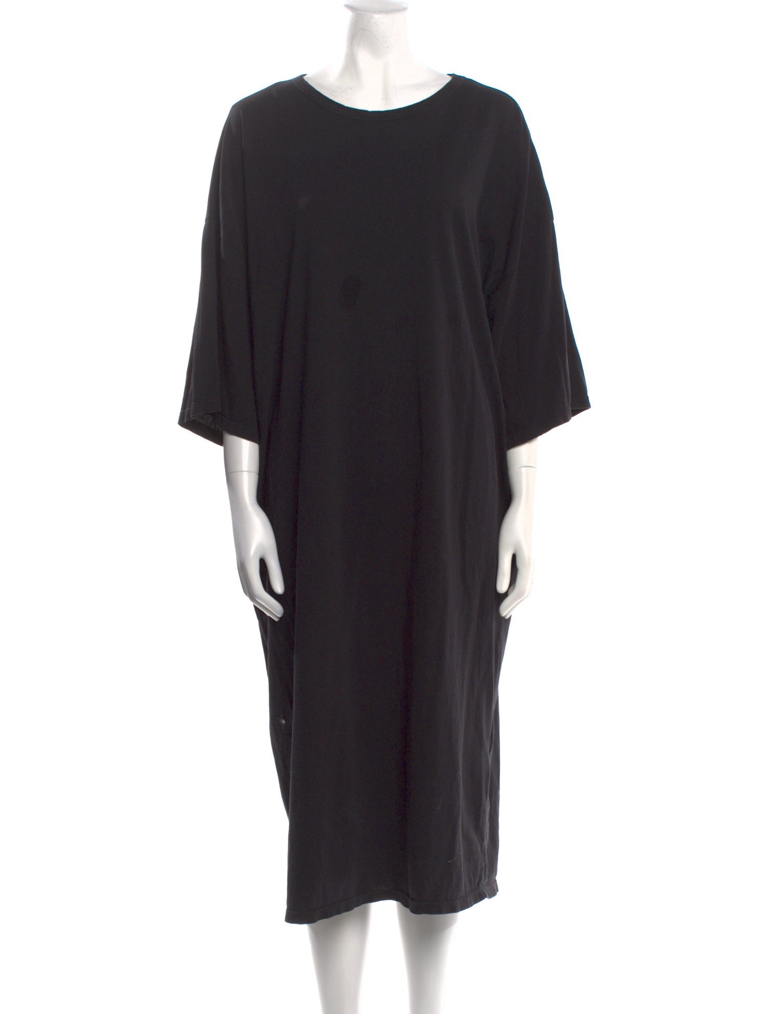 Black Crane Scoop Neck Midi Length Dress