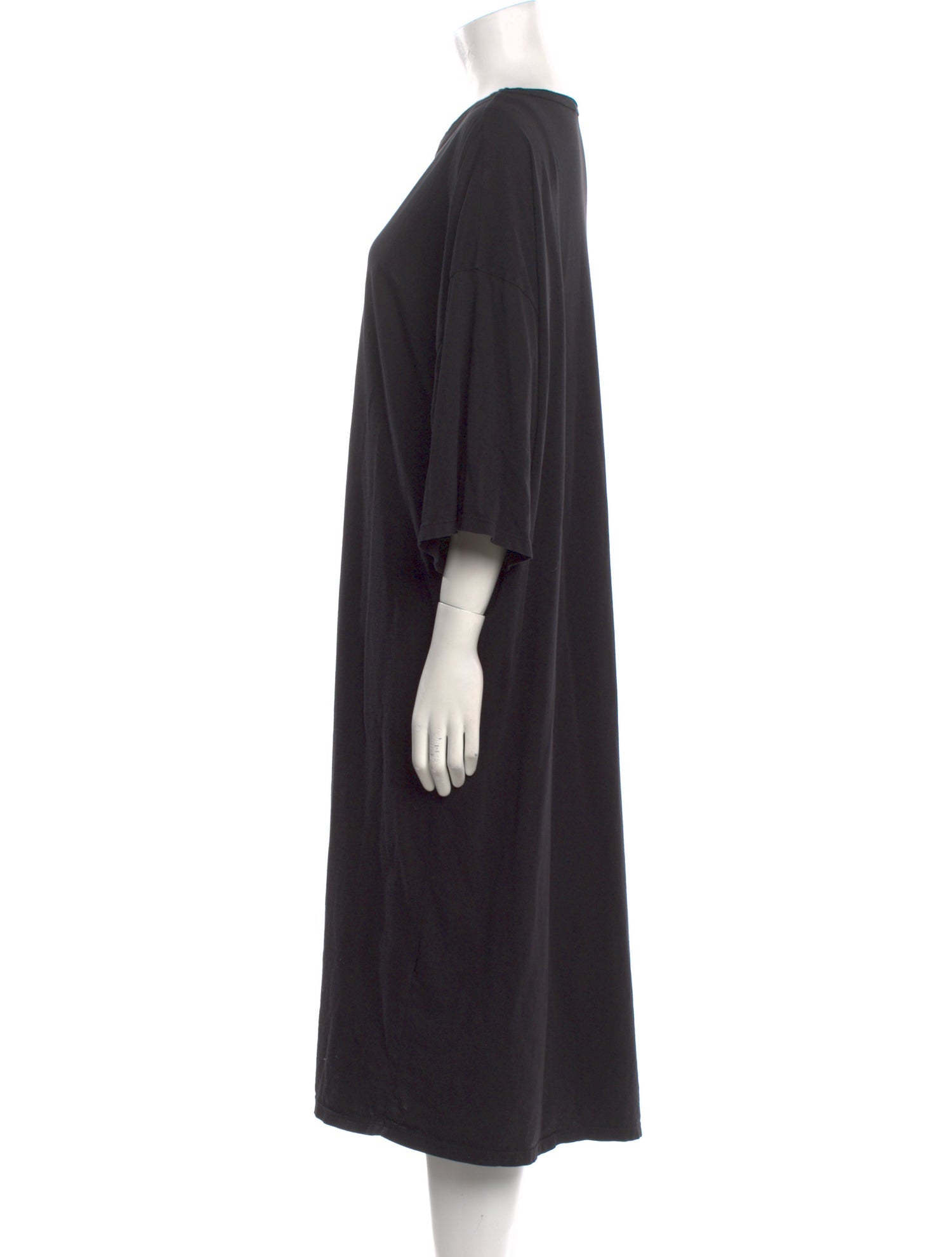 Black Crane Scoop Neck Midi Length Dress