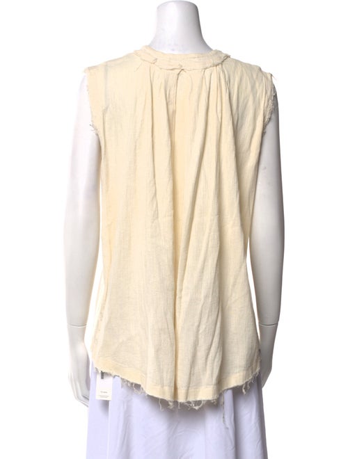 Black Crane Scoop Neck Sleeveless Button-Up Top