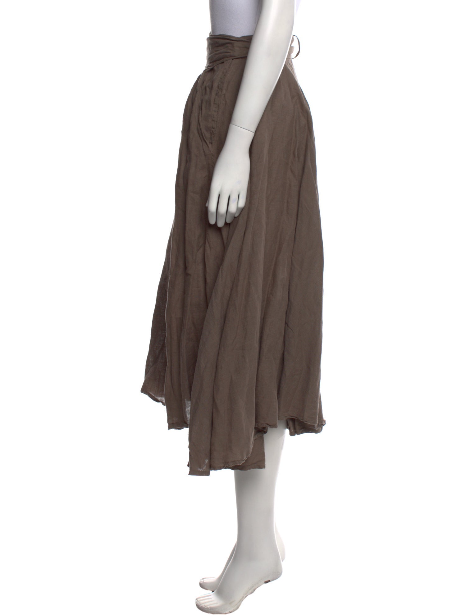 Black Crane Linen Long Skirt