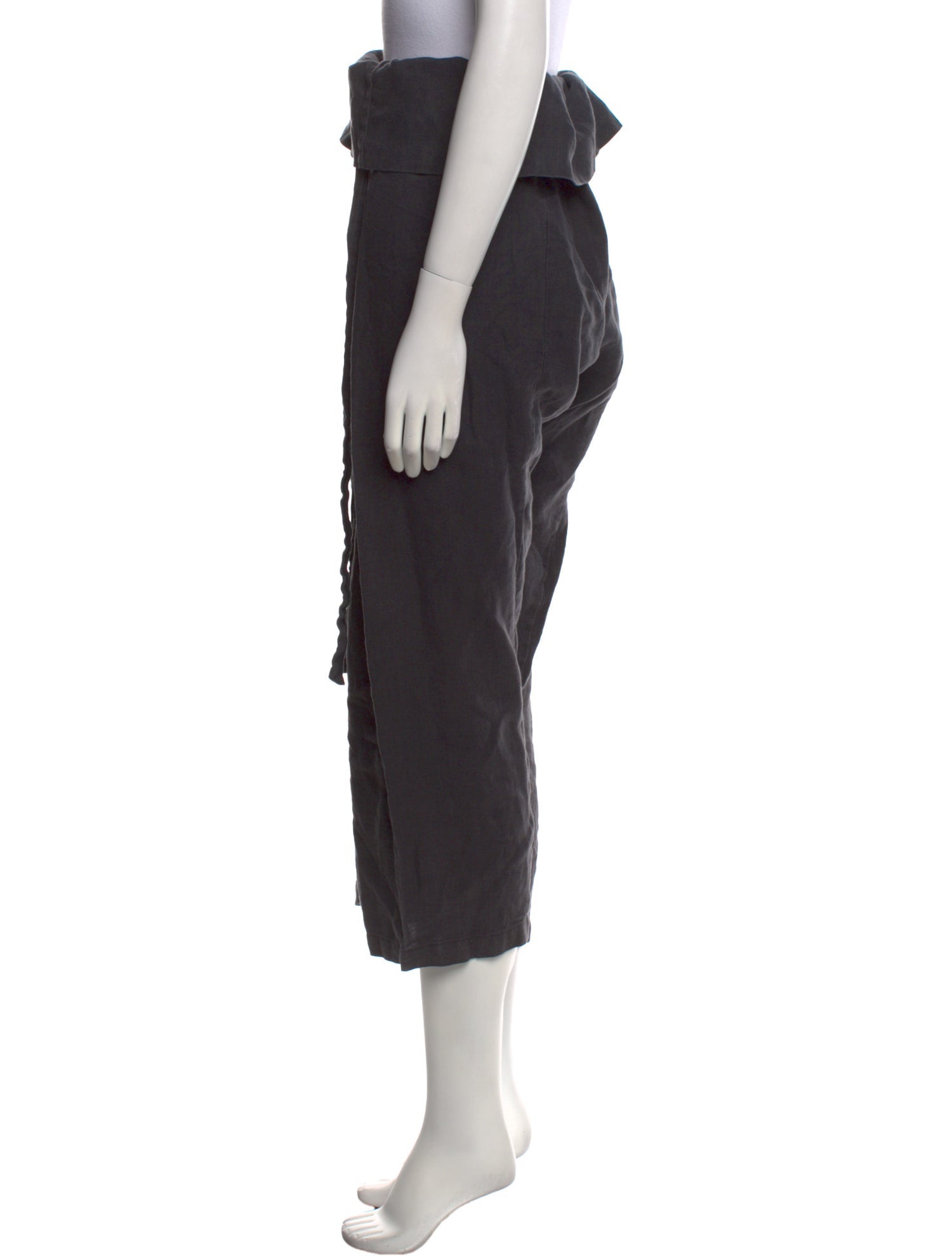 Black Crane Linen Wide Leg Pants