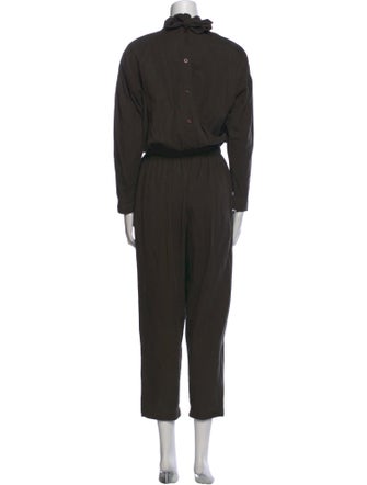 Black Crane Mock Neck Jumpsuit
