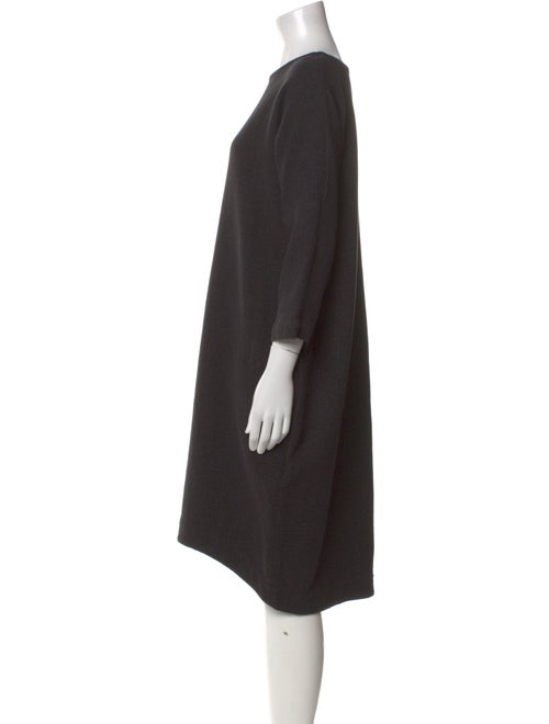 Black Crane Bateau Neckline Midi Length Dress