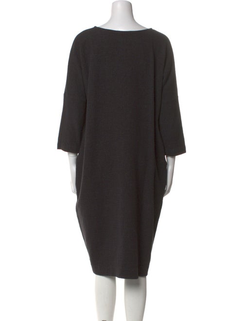 Black Crane Bateau Neckline Midi Length Dress