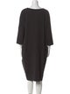 Black Crane Bateau Neckline Midi Length Dress
