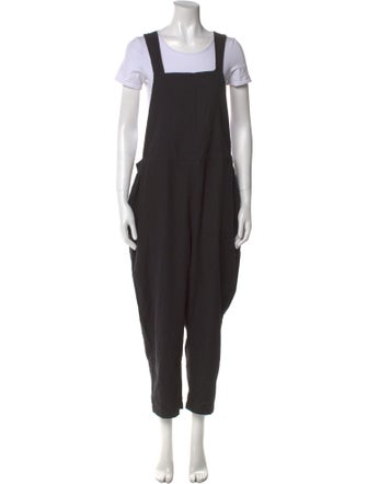 Black Crane Square Neckline Jumpsuit