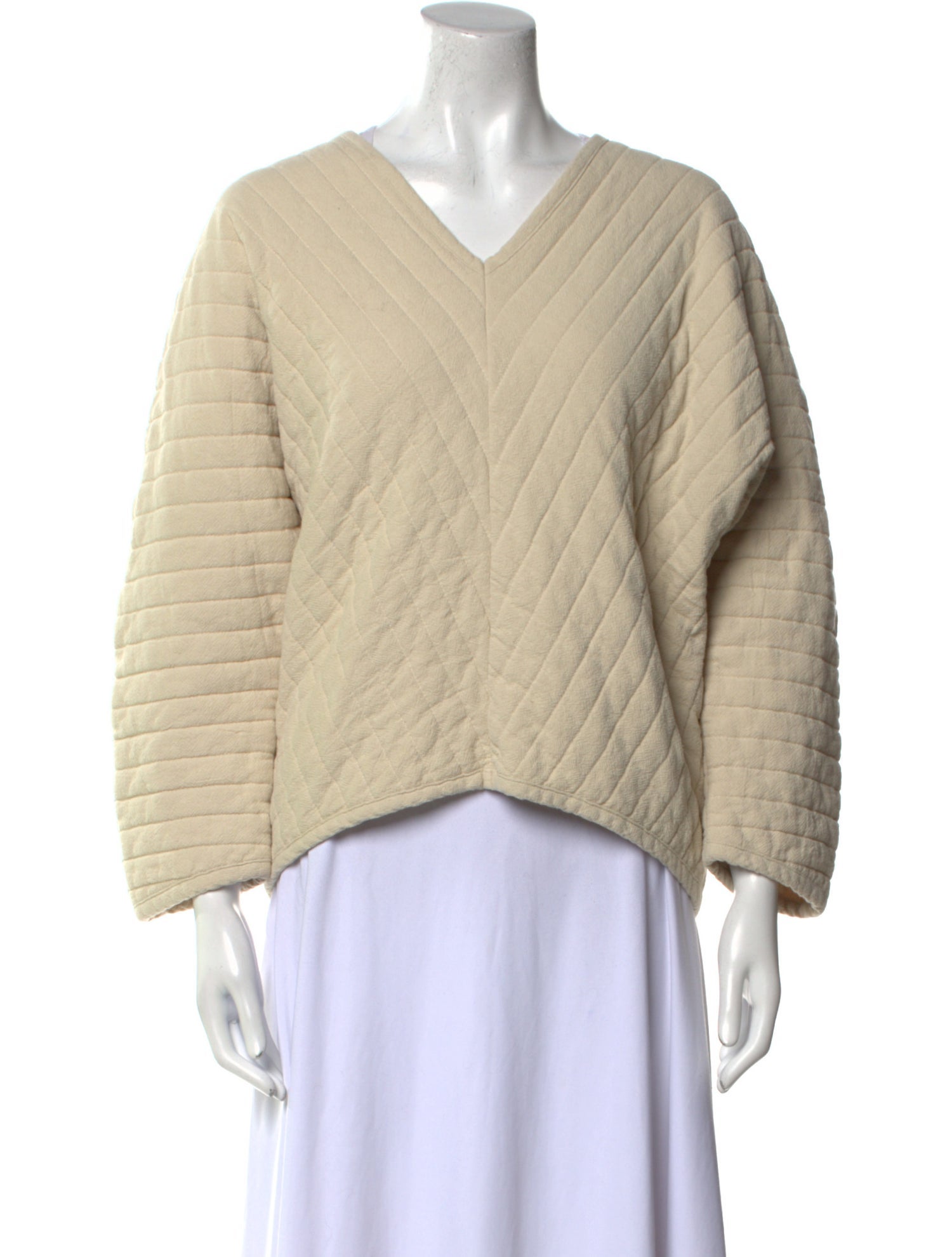 Black Crane V-Neck Three-Quarter Sleeve Sweatshirt