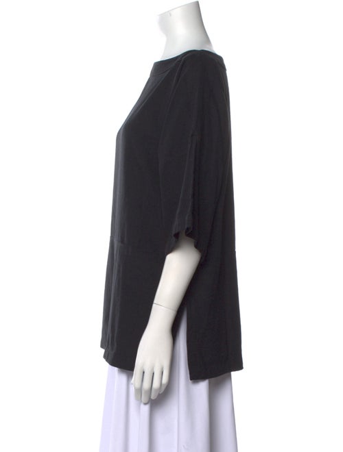 Black Crane Bateau Neckline Three-Quarter Sleeve Top