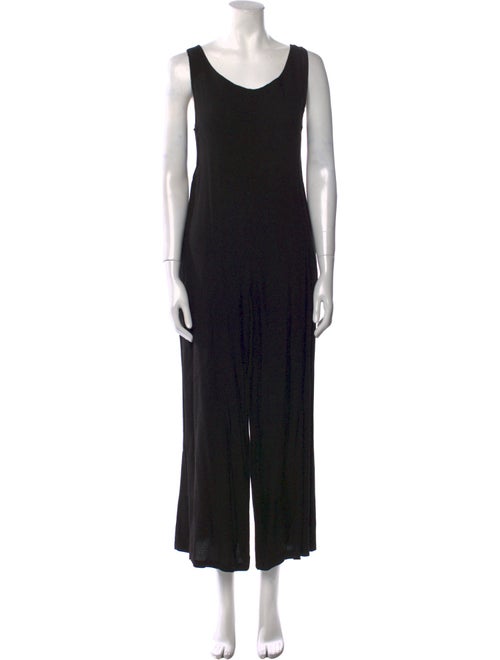 Black Crane Scoop Neck Jumpsuit