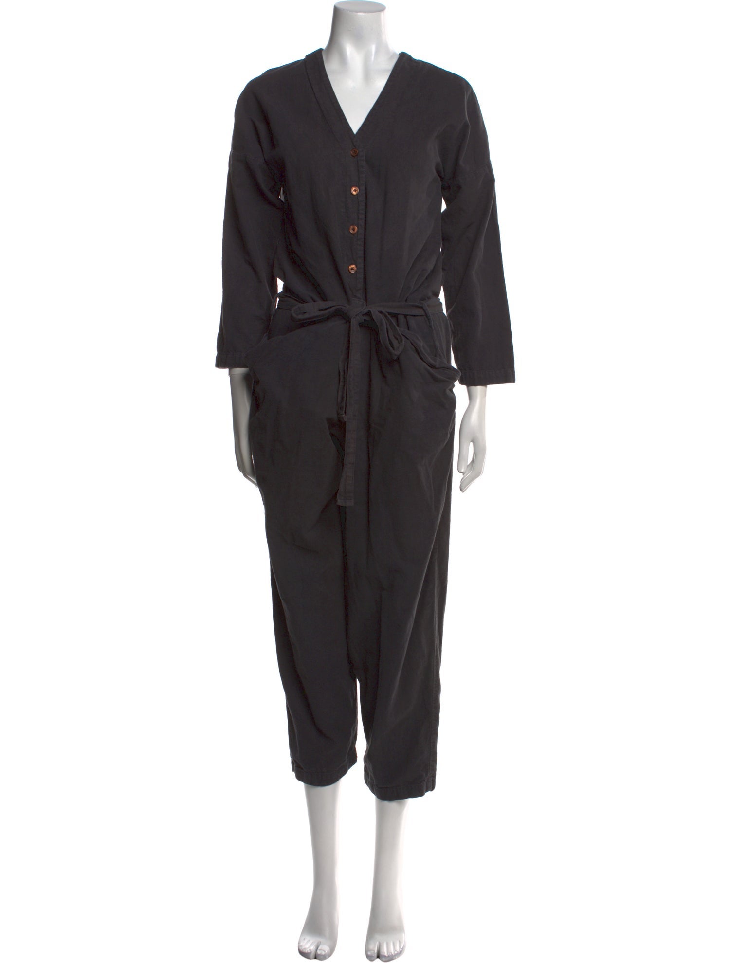 Black Crane V-Neck Jumpsuit