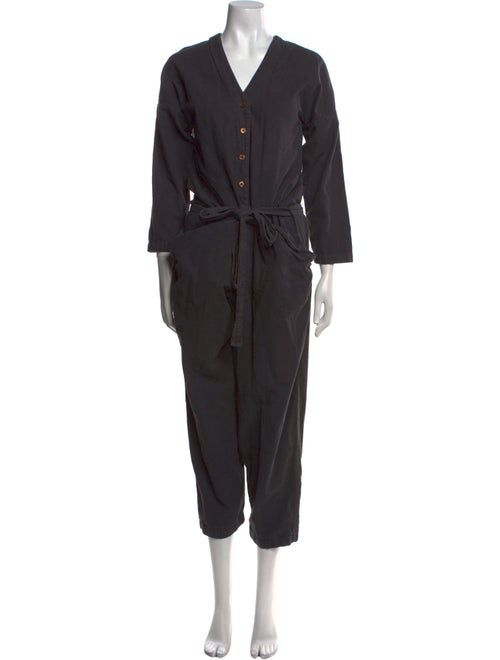 Black Crane V-Neck Jumpsuit