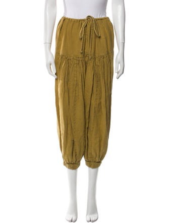 Black Crane Linen Skinny Leg Pants