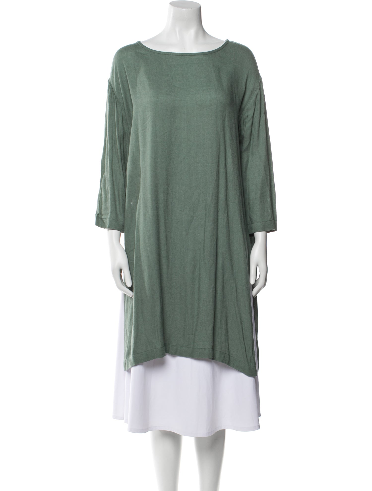 Black Crane Bateau Neckline Three-Quarter Sleeve Tunic