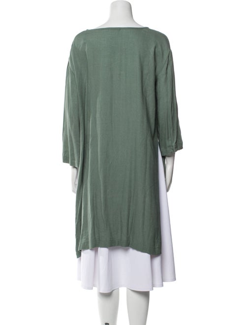 Black Crane Bateau Neckline Three-Quarter Sleeve Tunic