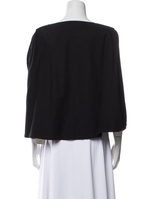 Black Crane Bateau Neckline Three-Quarter Sleeve Top