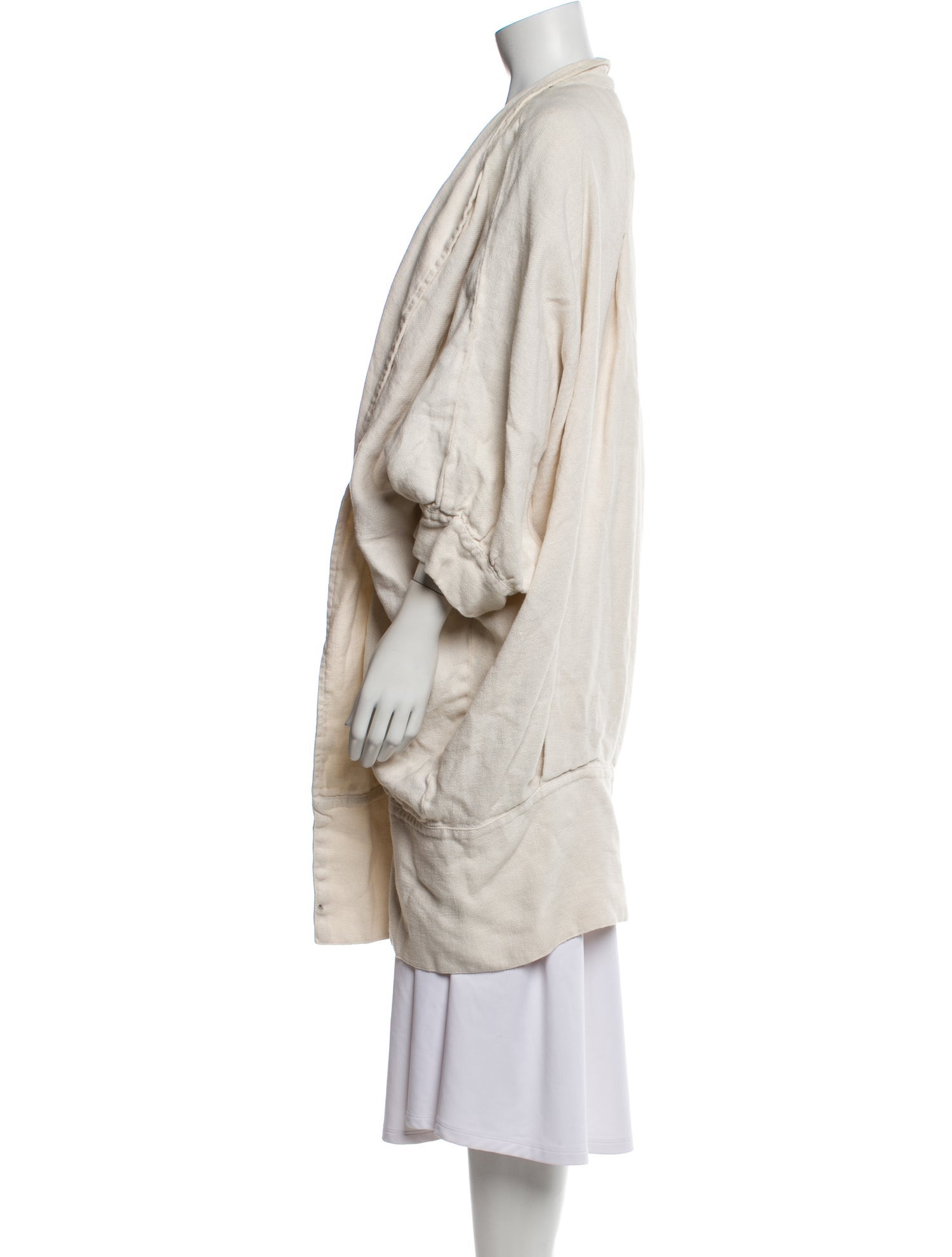 Black Crane Linen Striped Coat