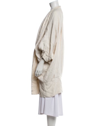 Black Crane Linen Striped Coat