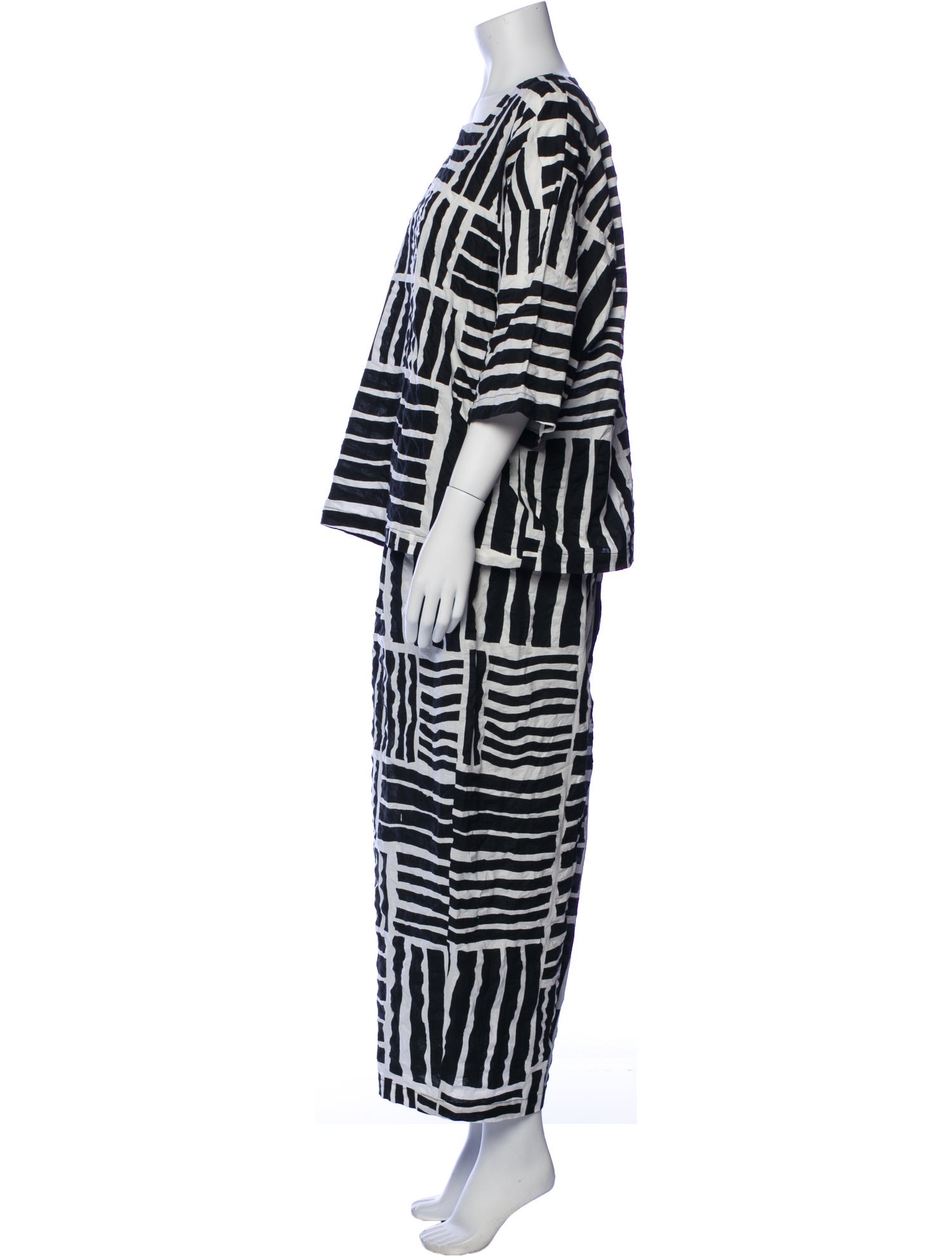 Black Crane Striped Pant Set