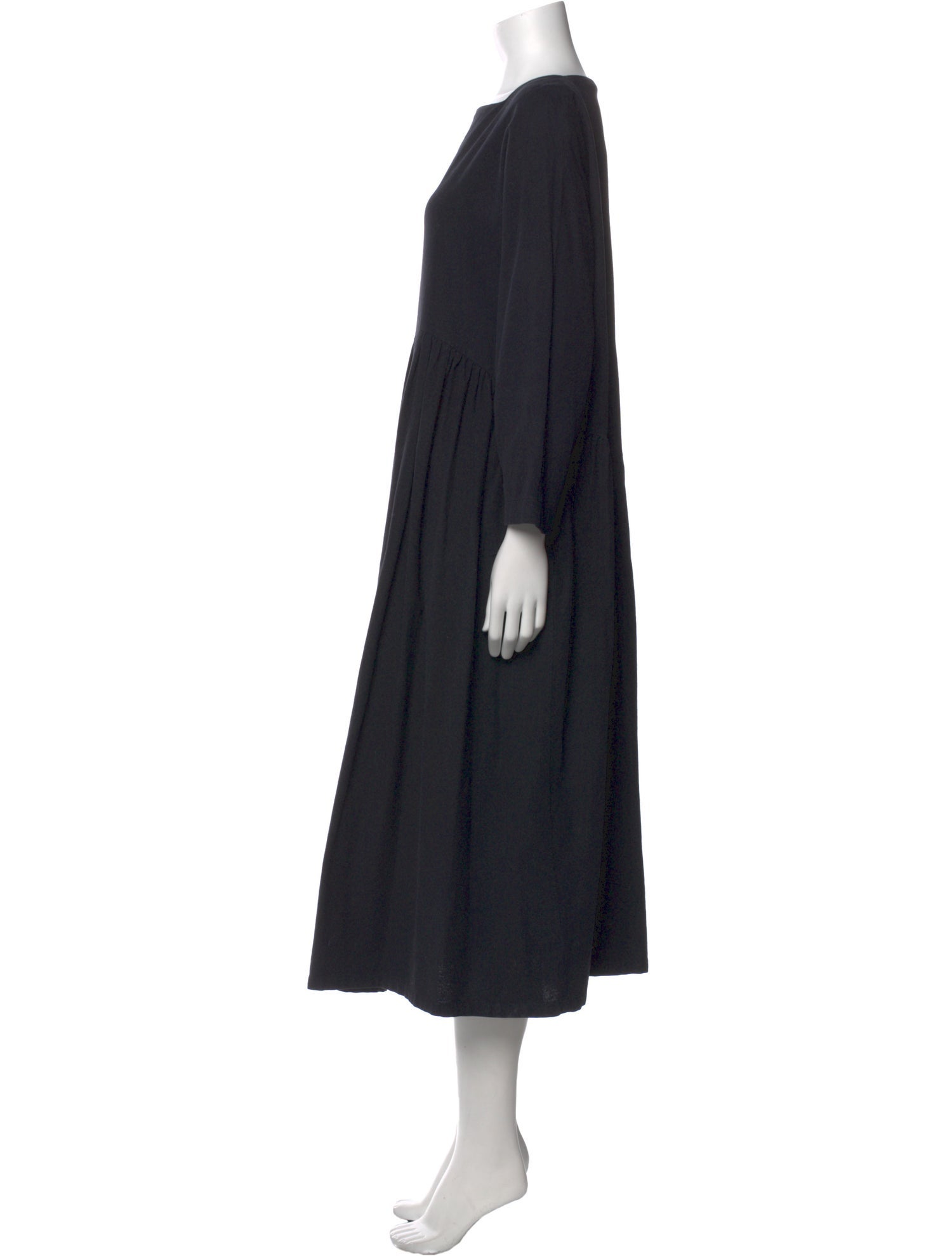 Black Crane Square Neckline Long Dress