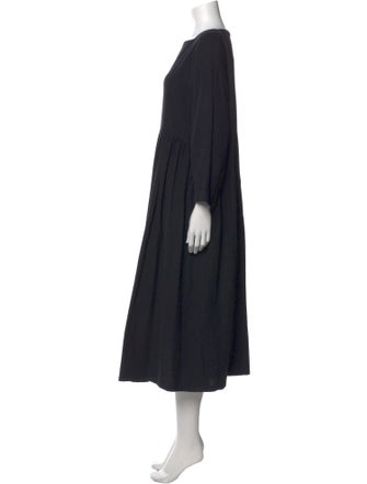 Black Crane Square Neckline Long Dress