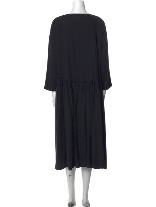 Black Crane Square Neckline Long Dress