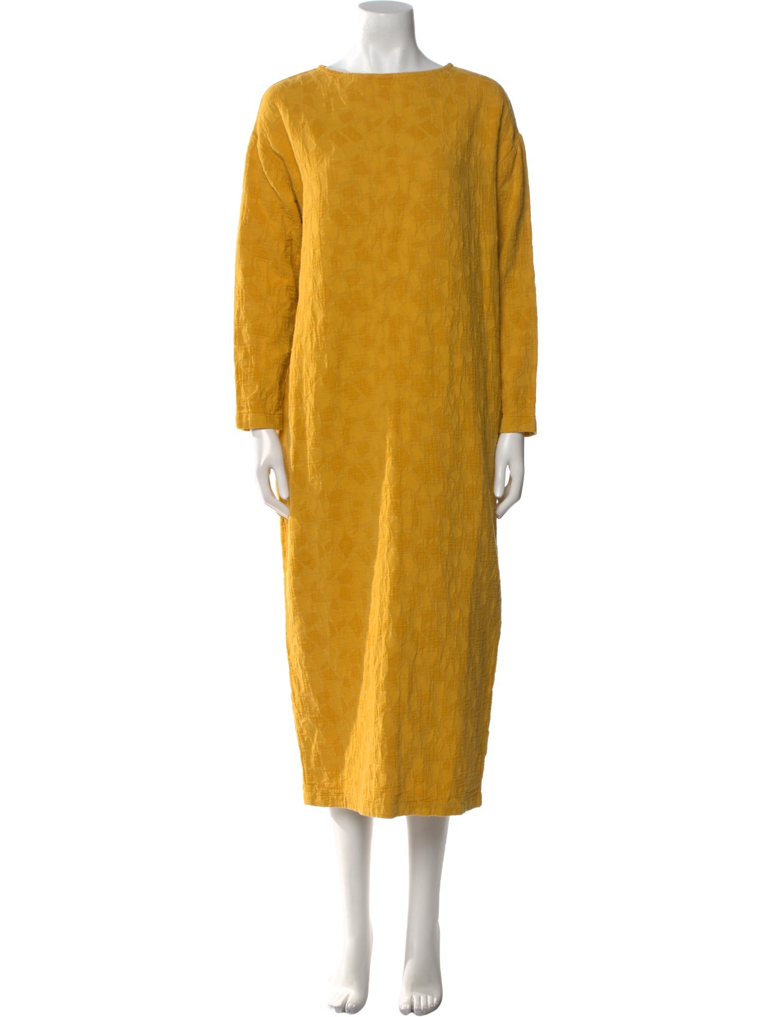 Black Crane Scoop Neck Long Dress