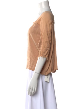 Black Crane Linen Square Neckline Blouse