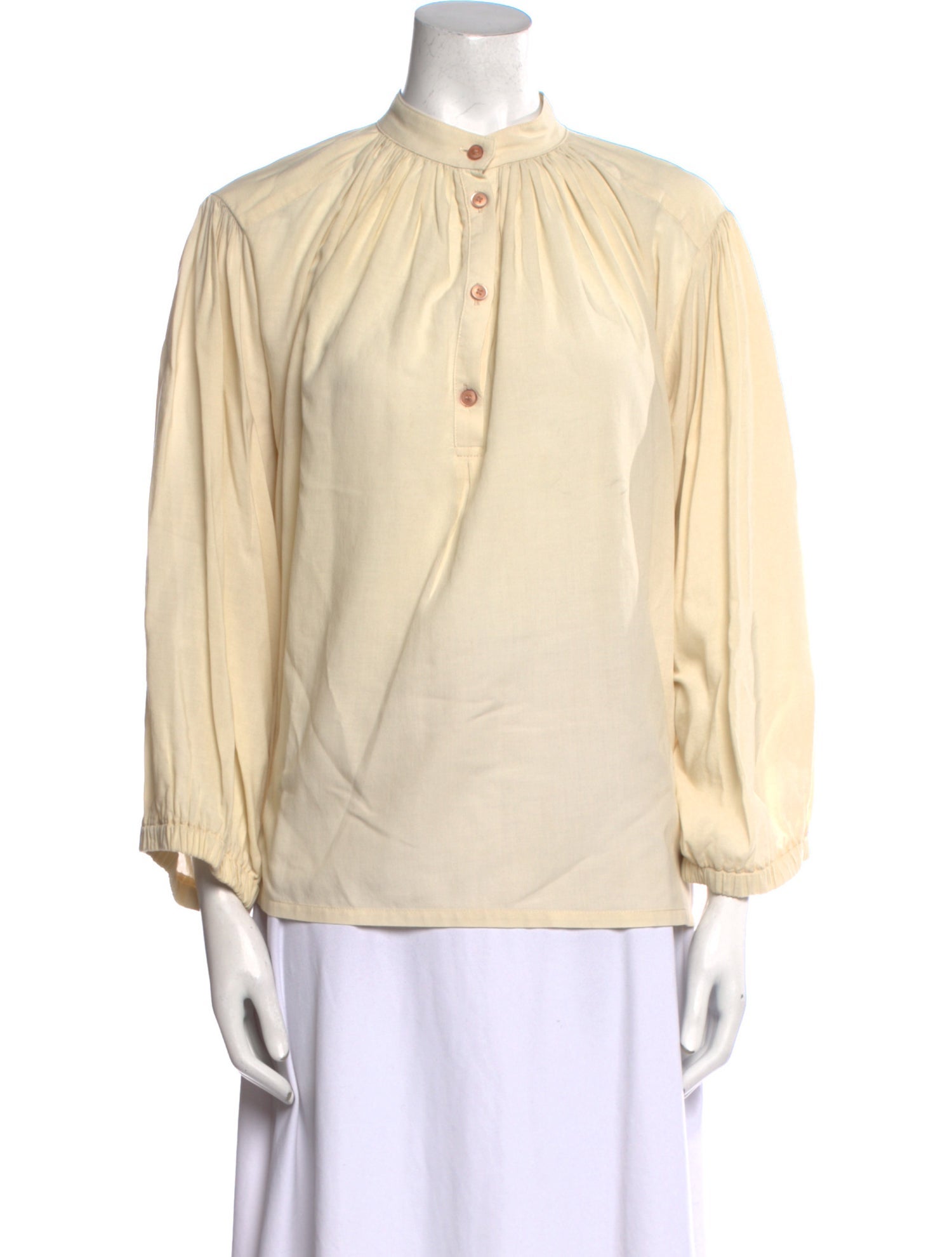 Black Crane Mock Neck Long Sleeve Blouse