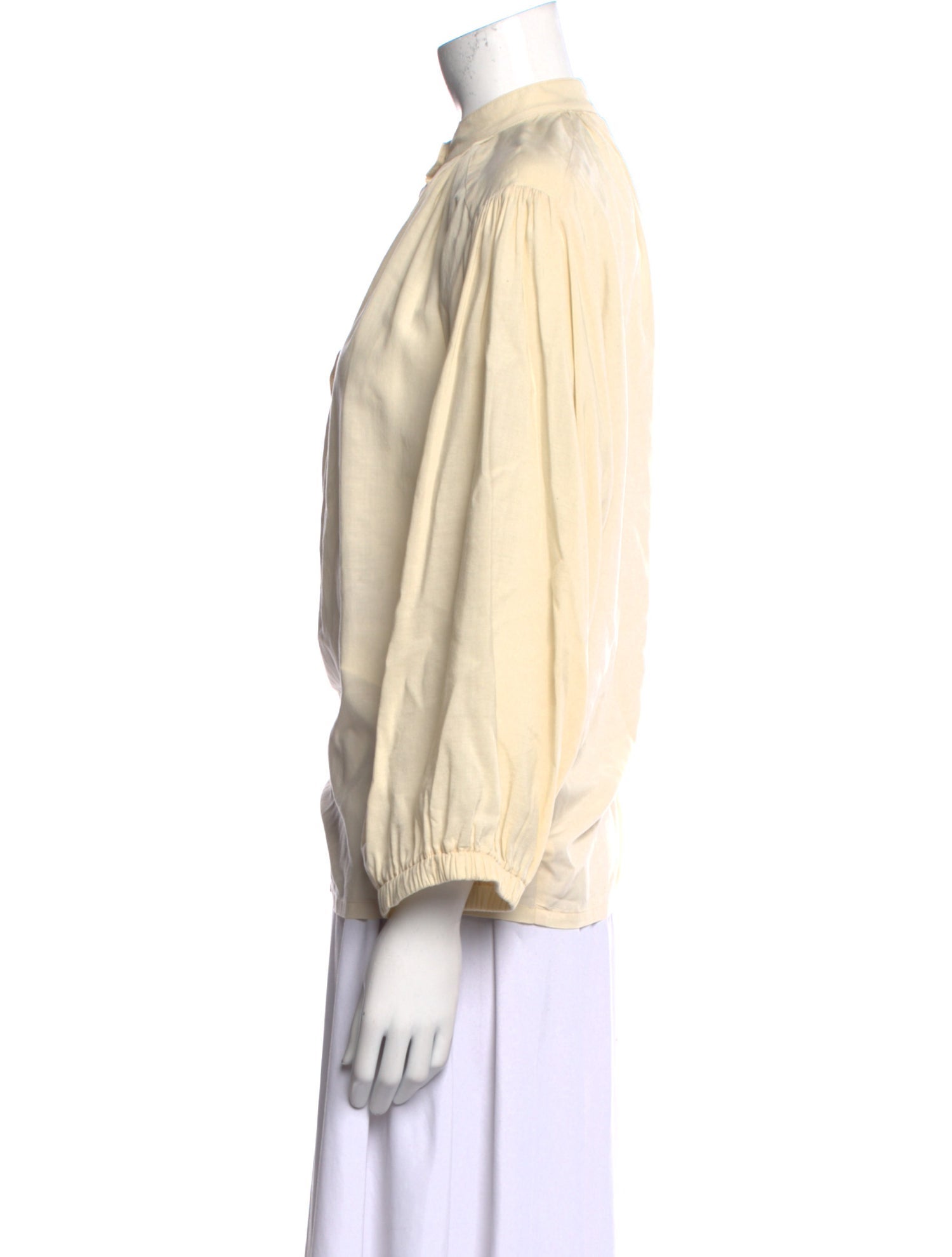 Black Crane Mock Neck Long Sleeve Blouse