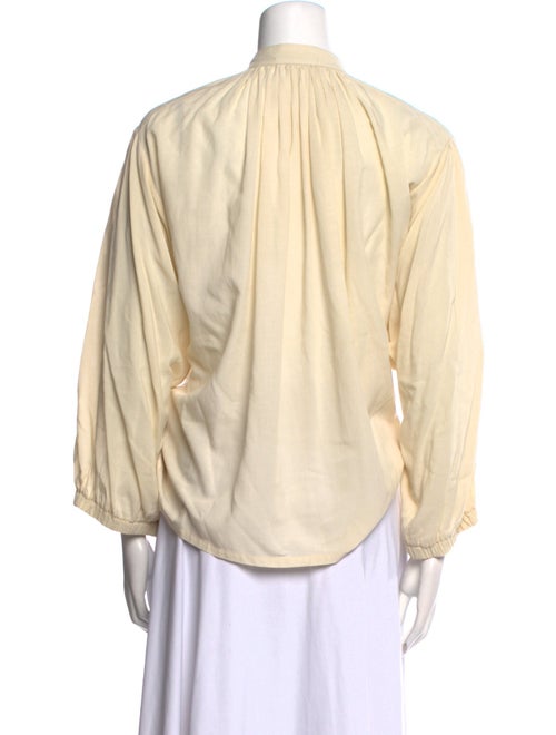 Black Crane Mock Neck Long Sleeve Blouse