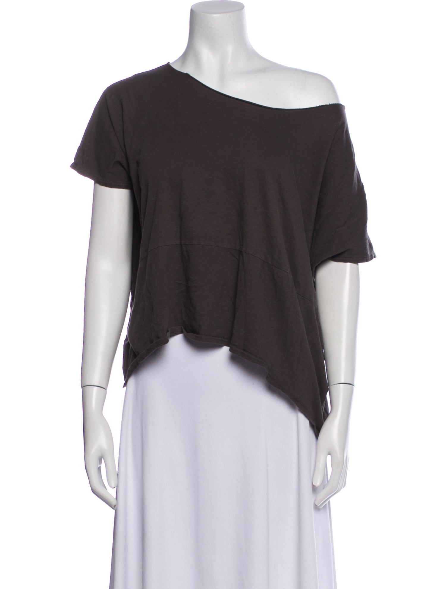 Black Crane One-Shoulder Short Sleeve Crop Top