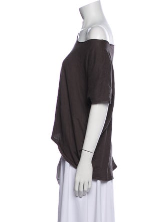 Black Crane One-Shoulder Short Sleeve Crop Top