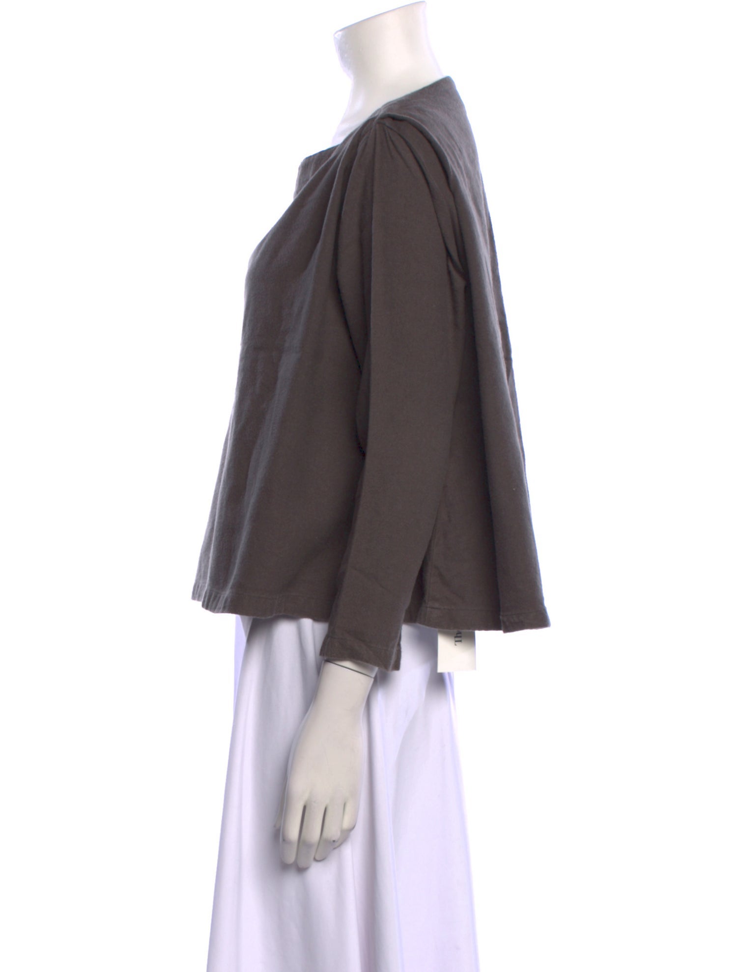 Black Crane Bateau Neckline Three-Quarter Sleeve Top