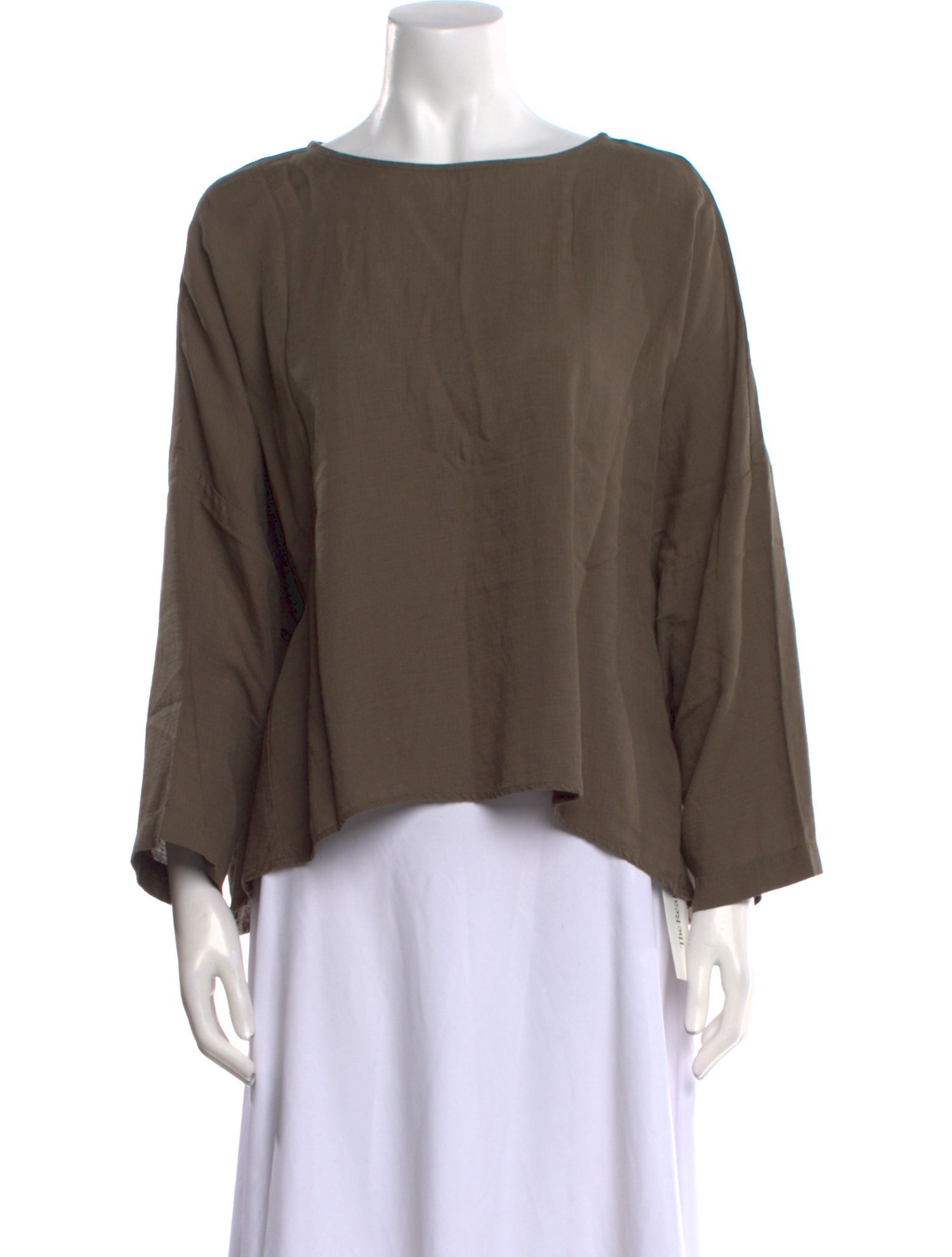 Black Crane Bateau Neckline Three-Quarter Sleeve Blouse