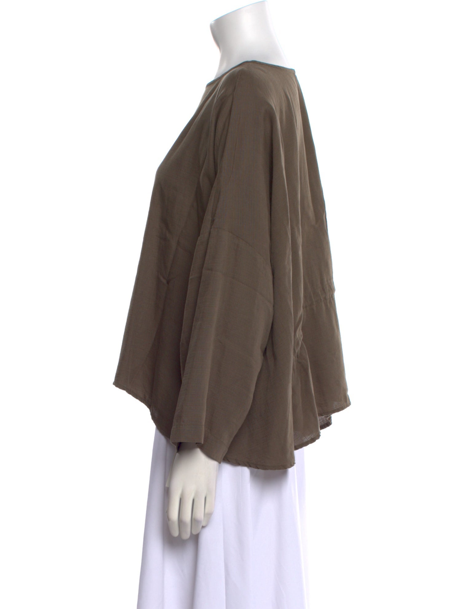 Black Crane Bateau Neckline Three-Quarter Sleeve Blouse