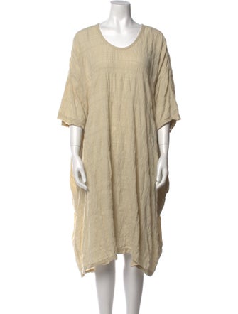 Black Crane Scoop Neck Knee-Length Dress