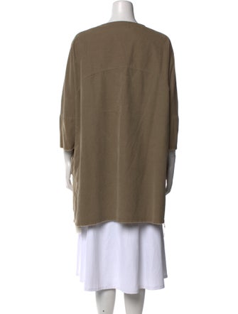 Black Crane Bateau Neckline Three-Quarter Sleeve Tunic