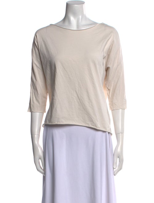 Black Crane Scoop Neck Three-Quarter Sleeve Top