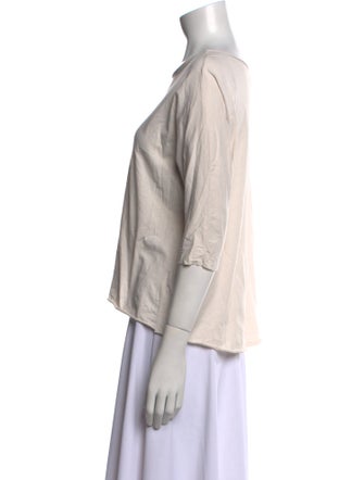 Black Crane Scoop Neck Three-Quarter Sleeve Top