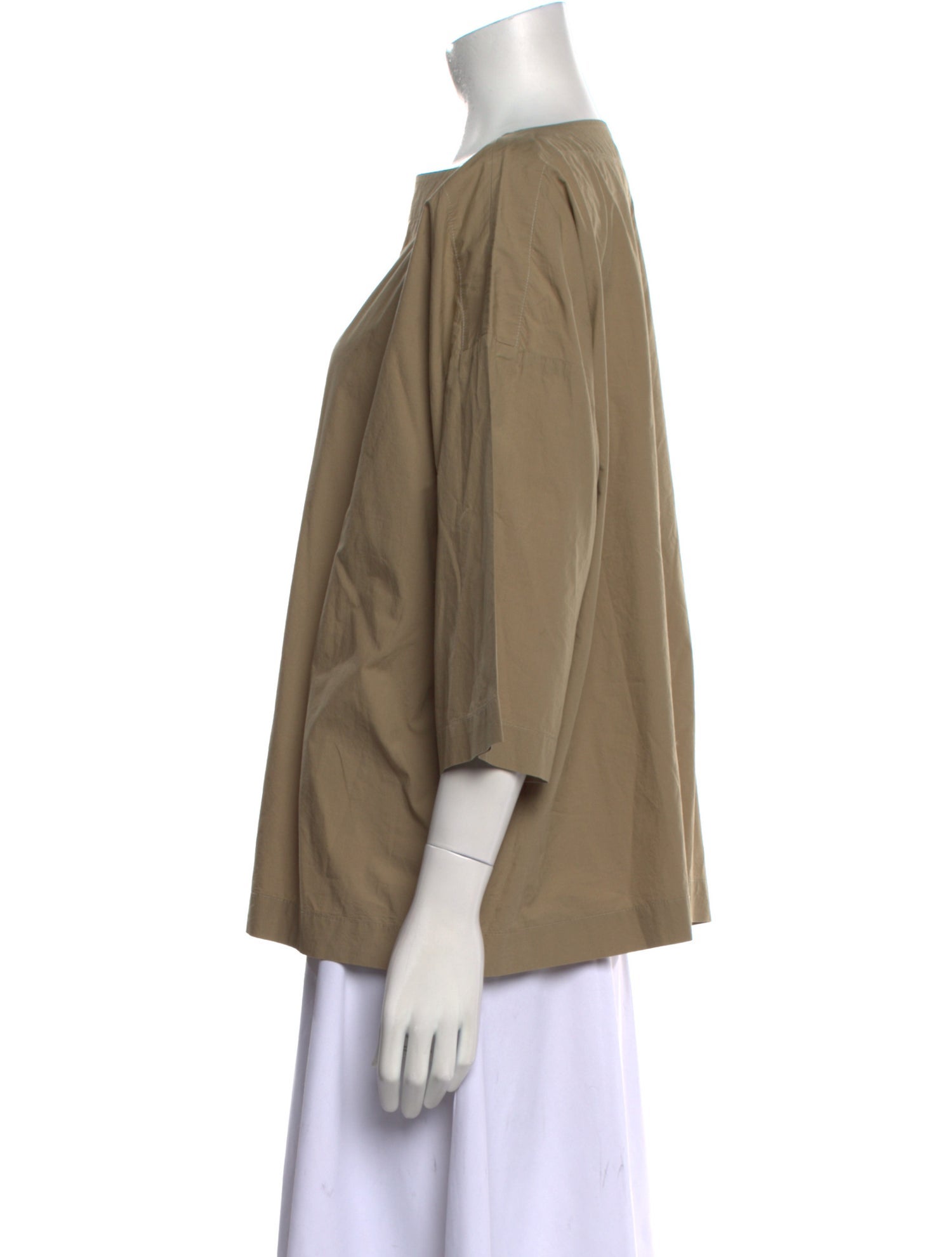 Black Crane Bateau Neckline Three-Quarter Sleeve Blouse