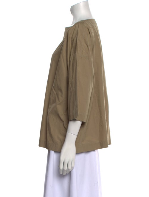 Black Crane Bateau Neckline Three-Quarter Sleeve Blouse