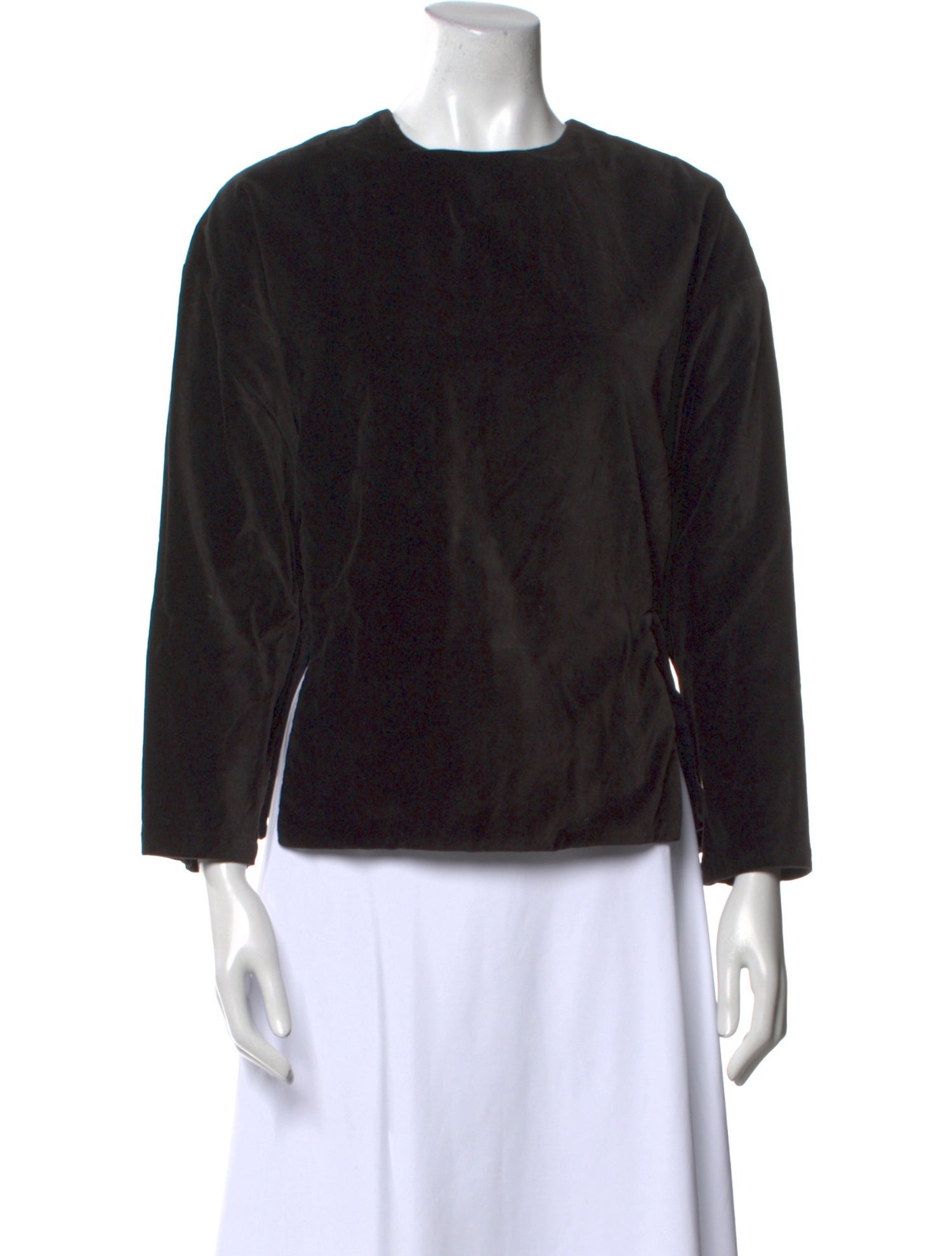 Black Crane Crew Neck Three-Quarter Sleeve Top